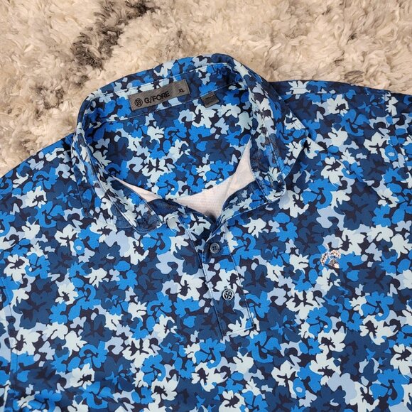 G/fore Other - G/Fore Polo Shirt Men's XL Blue Floral Print Geometric Performance Golf Stretch